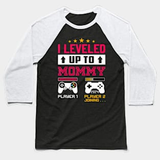 Leveling Up To Mommy Est 2024 First Time Mom 2024 Video Game Baseball T-Shirt